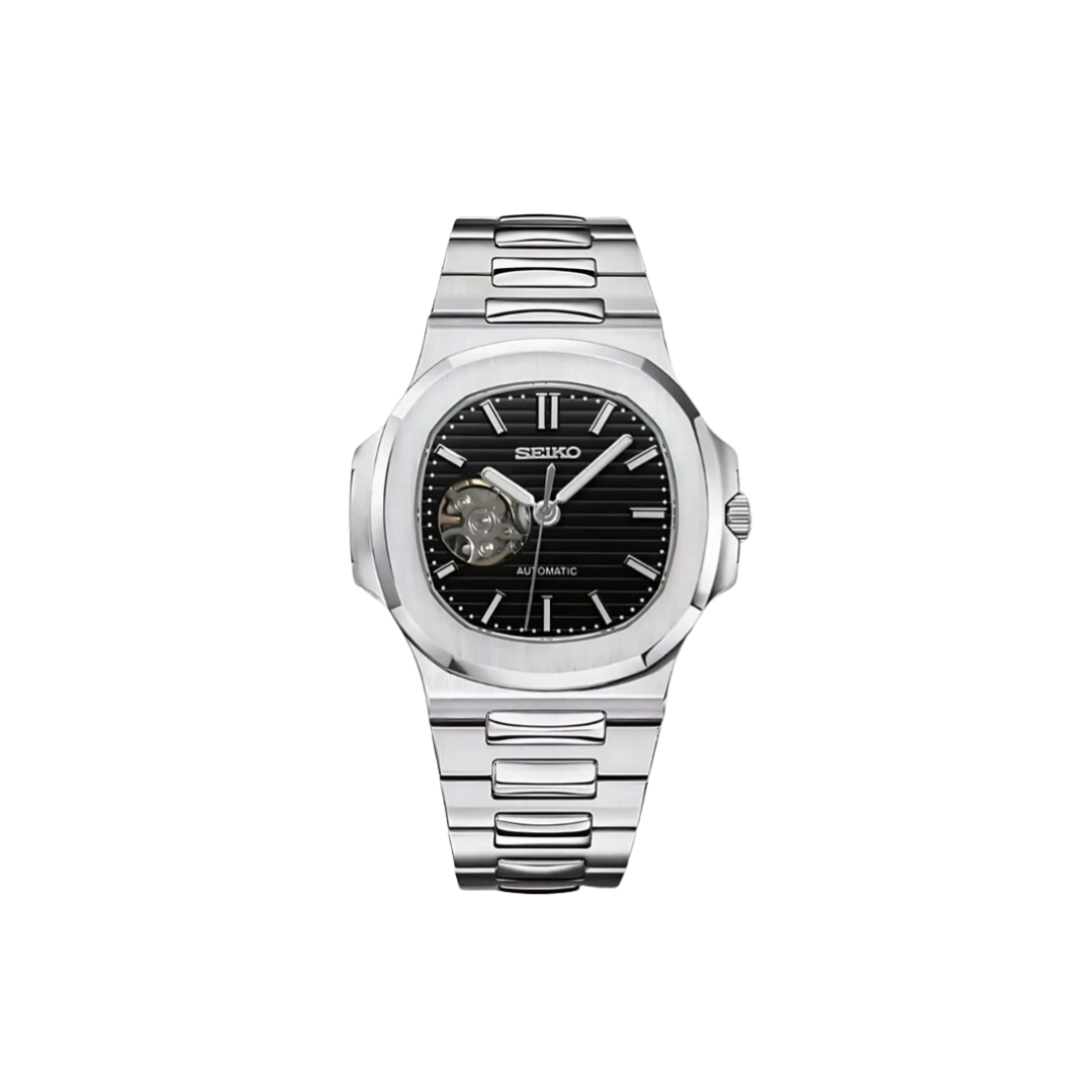 SEIKONAUTILUS BLACK OPEN HEART MEN'S MOD WATCH